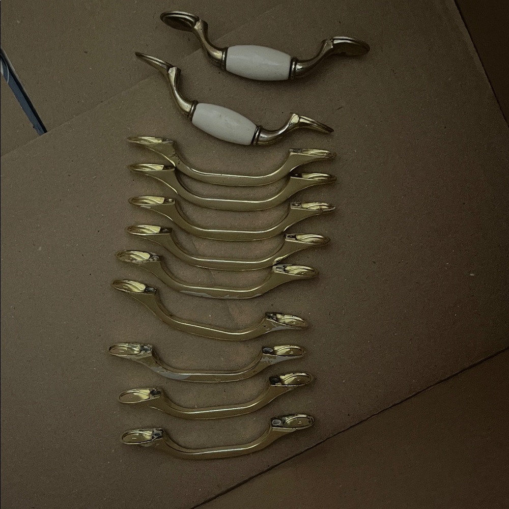 Gold and White Cabinet Handles